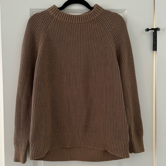 Jenni Kayne Oversized Cotton Fisherman Sweater Beachwood Tan Brown XXS/XS EUC! - Picture 3 of 7